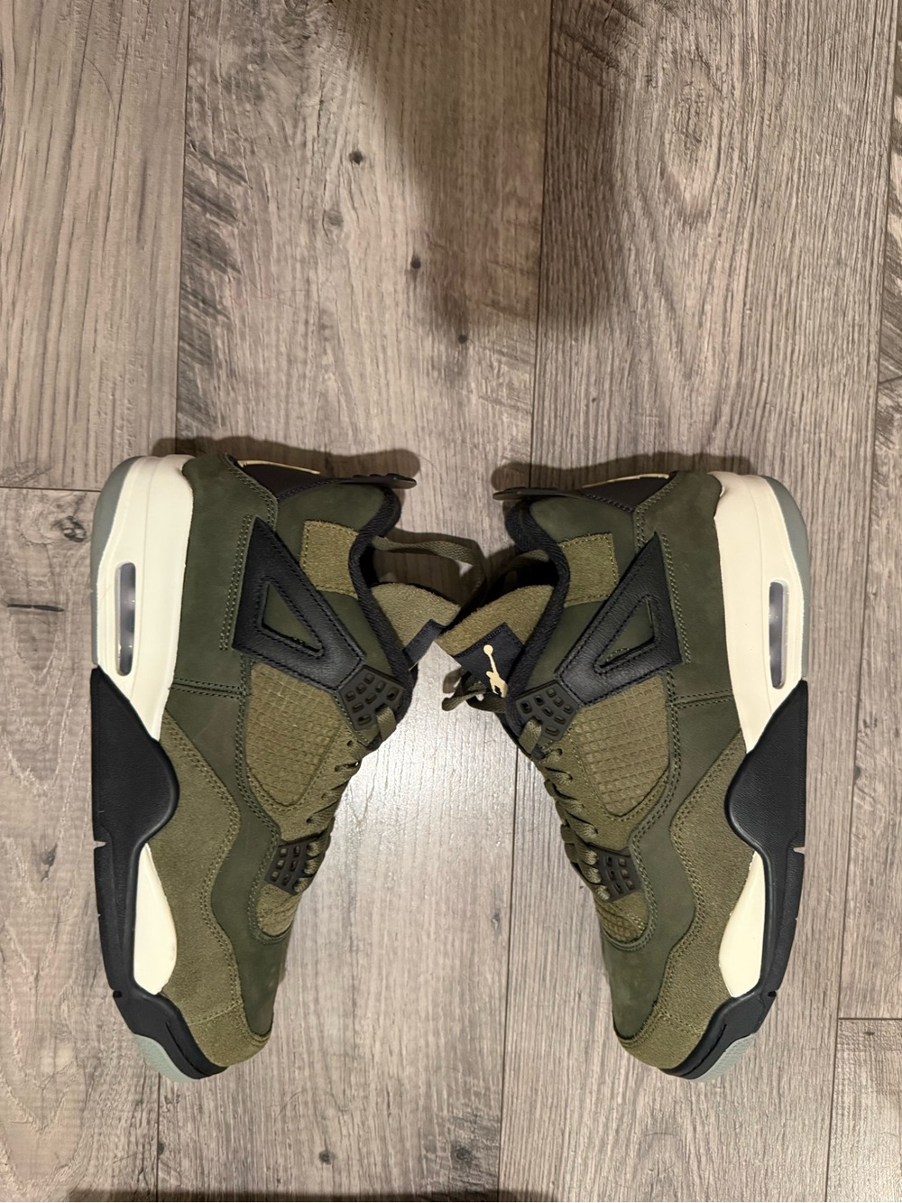 Jordan Men's Olive Green and Black Retro Athletic Sneakers